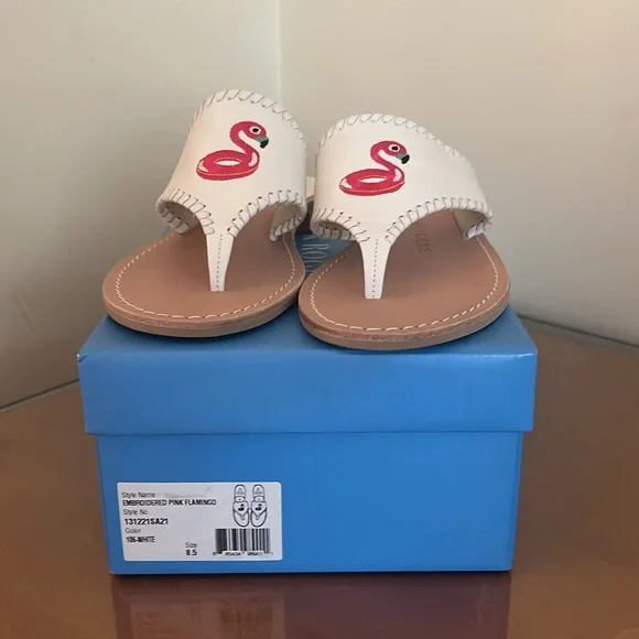 Jack Rogers White Sandals with Red Flamingo Design - Picture 3 of 3